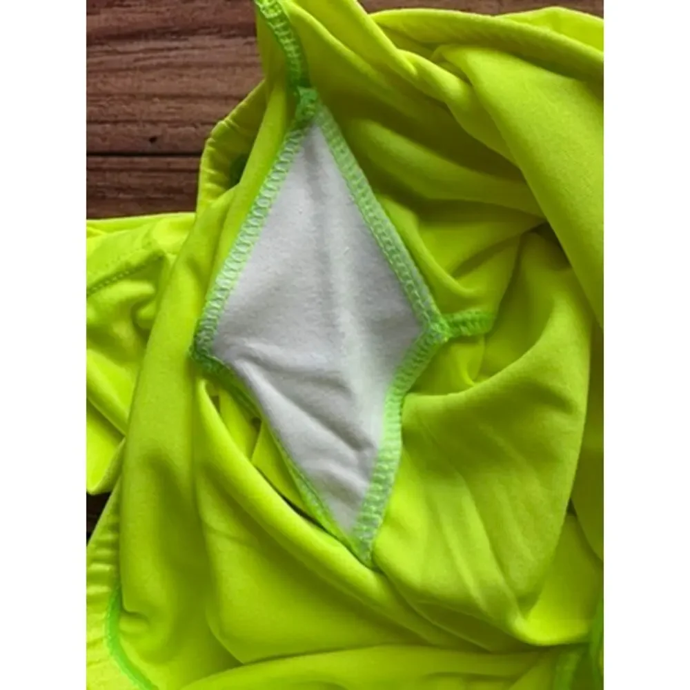 Vintage 80s 90s Sportjack Neon Green Bike Shorts High Waist Spandex M